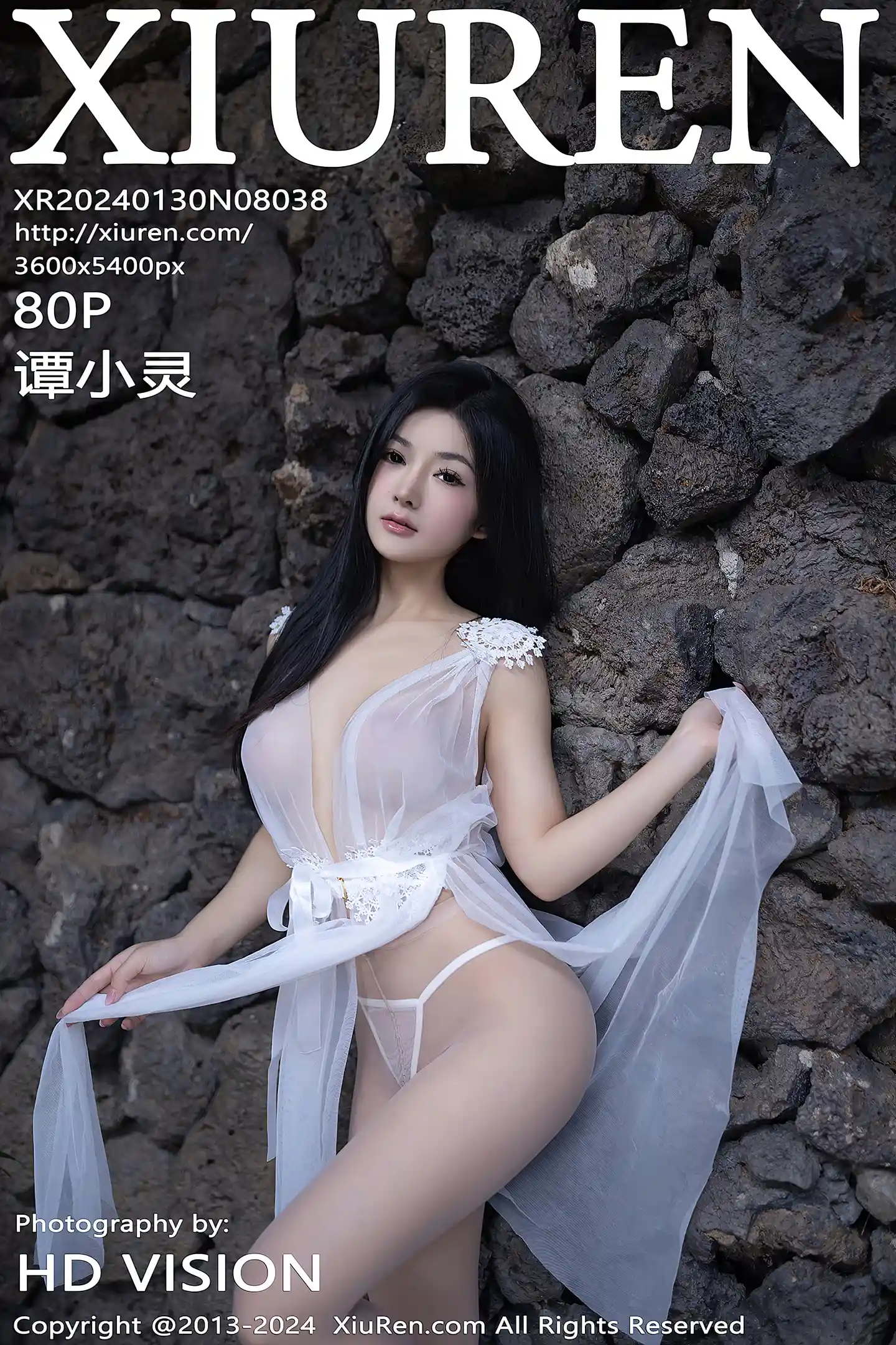 [XiuRen秀人网]No.8038_模特谭小灵性感白色轻薄连衣短裙配超薄肉丝秀惹火身段诱惑写真80P-秀人网 - XiuRen.Xyz
